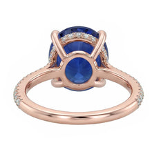 Afbeelding in Gallery-weergave laden, Edelsteen Ovale Ring Blauwe Saffier & Pave Set Diamanten 3,50 Karaat