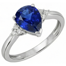 Afbeelding in Gallery-weergave laden, Edelsteen Peer Diepblauwe Saffier Ring & Diamanten 2,50 Karaat