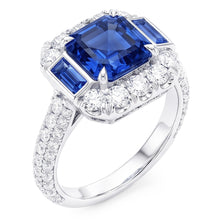 Afbeelding in Gallery-weergave laden, Edelsteen Ring Asscher & Smaragd Saffier Natuurlijk uit de aarde gewonnen Diamanten Sieraden 4.50 Karaat