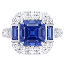 Afbeelding in Gallery-weergave laden, Edelsteen Ring Asscher & Smaragd Saffier Natuurlijk uit de aarde gewonnen Diamanten Sieraden 4.50 Karaat
