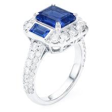 Afbeelding in Gallery-weergave laden, Edelsteen Ring Asscher & Smaragd Saffier Natuurlijk uit de aarde gewonnen Diamanten Sieraden 4.50 Karaat