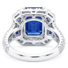 Afbeelding in Gallery-weergave laden, Edelsteen Ring Asscher & Smaragd Saffier Natuurlijk uit de aarde gewonnen Diamanten Sieraden 4.50 Karaat