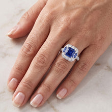 Afbeelding in Gallery-weergave laden, Edelsteen Ring Asscher & Smaragd Saffier Natuurlijk uit de aarde gewonnen Diamanten Sieraden 4.50 Karaat