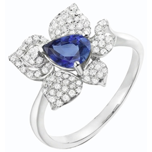 Afbeelding in Gallery-weergave laden, Edelsteen Ring Blauwe Saffier & Diamanten 2,50 Karaat Bloem Stijl