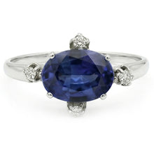 Afbeelding in Gallery-weergave laden, Edelsteen Ring Blauwe Saffier & Diamanten 5 Stenen Sieraden 3.50 Karaat
