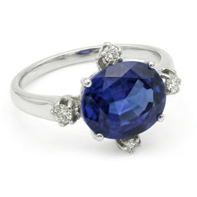 Afbeelding in Gallery-weergave laden, Edelsteen Ring Blauwe Saffier & Diamanten 5 Stenen Sieraden 3.50 Karaat