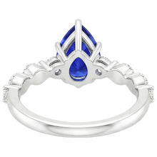 Afbeelding in Gallery-weergave laden, Edelsteen Ring Peer Sri Lankaanse Saffier & Diamanten Accenten 4 Karaat