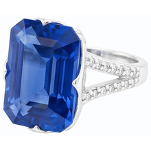 Afbeelding in Gallery-weergave laden, Natuurlijke Echte (Niet Labgekweekt) Edelsteen Ring Smaragd Blauwe Saffier Gespleten Schacht 5.50 Karaat Sieraden