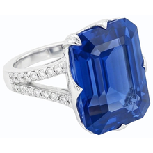 Afbeelding in Gallery-weergave laden, Natuurlijke Echte (Niet Labgekweekt) Edelsteen Ring Smaragd Blauwe Saffier Gespleten Schacht 5.50 Karaat Sieraden