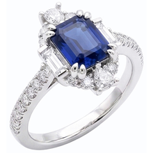 Afbeelding in Gallery-weergave laden, Edelsteen Ring Smaragd Saffier Stokbrood & Pave Set Diamant 3,50 Karaat