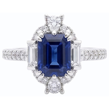Afbeelding in Gallery-weergave laden, Edelsteen Ring Smaragd Saffier Stokbrood & Pave Set Diamant 3,50 Karaat