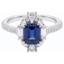 Afbeelding in Gallery-weergave laden, Edelsteen Ring Smaragd Saffier Stokbrood & Pave Set Diamant 3,50 Karaat