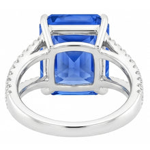 Afbeelding in Gallery-weergave laden, Edelsteen Ring Stralende Blauwe Saffier Gespleten Schacht Ronde Diamant 5 Karaat