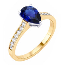 Afbeelding in Gallery-weergave laden, Edelsteen Sieraden Ceylon Sapphire Ring Kanaal Set Diamanten 4 Karaat