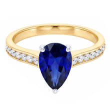 Afbeelding in Gallery-weergave laden, Edelsteen Sieraden Ceylon Sapphire Ring Kanaal Set Diamanten 4 Karaat