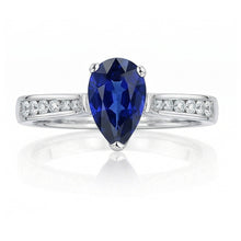 Afbeelding in Gallery-weergave laden, Edelsteen Sieraden Verlovingsring Peer Blauwe Saffier 2 Karaat