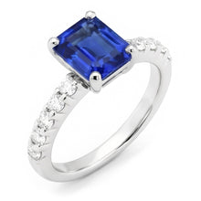 Afbeelding in Gallery-weergave laden, Edelsteen Smaragd Blauwe Saffier Ring Met Diamanten Accenten 2,50 Karaat