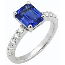 Afbeelding in Gallery-weergave laden, Edelsteen Smaragd Blauwe Saffier Ring Met Diamanten Accenten 2,50 Karaat