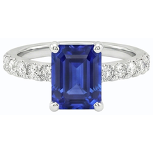 Afbeelding in Gallery-weergave laden, Edelsteen Smaragd Blauwe Saffier Ring Met Diamanten Accenten 2,50 Karaat