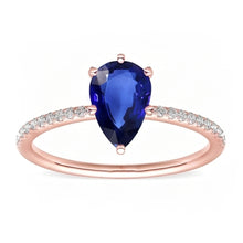Afbeelding in Gallery-weergave laden, Edelsteen Solitaire Blauwe Saffier Ring & Pave Set Diamant 3,50 Karaat