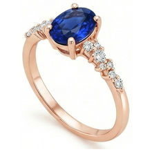 Afbeelding in Gallery-weergave laden, Edelsteen Solitaire Met Diamanten Accenten Ring Blauwe Saffier 4 Karaat