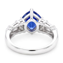 Afbeelding in Gallery-weergave laden, Edelsteen Triljoen Saffier Ring Baguette & Ronde Diamanten 2,50 Karaat
