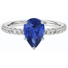 Afbeelding in Gallery-weergave laden, Edelsteen Trouwring Blauwe Saffier & Pave Set Diamanten 3 Karaat