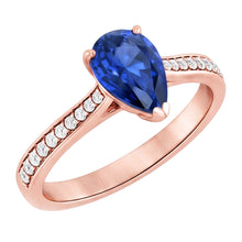 Afbeelding in Gallery-weergave laden, Edelsteen Trouwring Peervormige Ceylon Sapphire 3 Karaat Sieraden