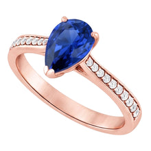Afbeelding in Gallery-weergave laden, Edelsteen Trouwring Peervormige Ceylon Sapphire 3 Karaat Sieraden
