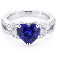 Afbeelding in Gallery-weergave laden, Edelsteen ring hart geslepen blauwe saffier gespleten schacht 4,50 karaat
