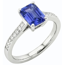 Afbeelding in Gallery-weergave laden, Edelsteen sieraden Ceylon saffier ring kanaal set Natuurlijke echte diamant ( niet in het laboratorium gekweekt )en 2 karaat