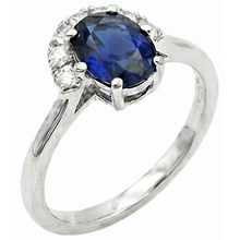 Afbeelding in Gallery-weergave laden, Edelsteen sieraden ovale blauwe saffier en Natuurlijke echte diamant ( niet in het laboratorium gekweekt )en ring 2,50 karaat