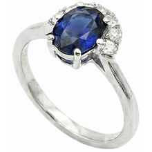 Afbeelding in Gallery-weergave laden, Edelsteen sieraden ovale blauwe saffier en Natuurlijke echte diamant ( niet in het laboratorium gekweekt )en ring 2,50 karaat
