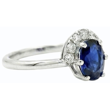 Afbeelding in Gallery-weergave laden, Edelsteen sieraden ovale blauwe saffier en Natuurlijke echte diamant ( niet in het laboratorium gekweekt )en ring 2,50 karaat