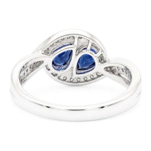 Afbeelding in Gallery-weergave laden, Edelsteen sieraden peer blauwe saffier ring gedraaide stijl 1,50 karaat