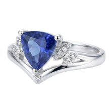 Afbeelding in Gallery-weergave laden, echte round saffier 2karaat ring close-up detail