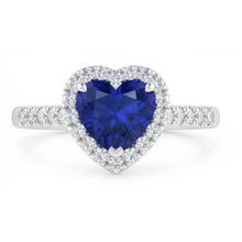 Afbeelding in Gallery-weergave laden, Edelsteenjuwelen voor dames Ceylon Sapphire Halo Diamond Ring 3.50 karaat