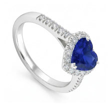 Afbeelding in Gallery-weergave laden, Edelsteenjuwelen voor dames Ceylon Sapphire Halo Diamond Ring 3.50 karaat