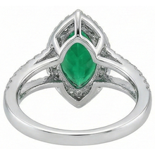 Afbeelding in Gallery-weergave laden, Edelsteenring 14K Marquise groene smaragd en ronde Natuurlijke echte diamanten ( niet in een laboratorium gekweekt ) 3,35 ct.