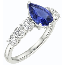 Afbeelding in Gallery-weergave laden, Edelsteenring voor dames Peervormige blauwe saffier met accenten 4 karaat