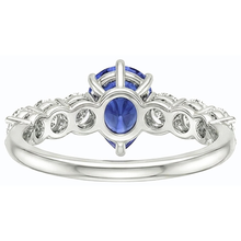 Afbeelding in Gallery-weergave laden, Edelsteenring voor dames Peervormige blauwe saffier met accenten 4 karaat