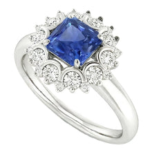 Afbeelding in Gallery-weergave laden, Edwardiaanse Saffier En Diamanten Ring
