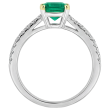 Afbeelding in Gallery-weergave laden, Smaragd Sieraadsteen Ring 2 karaat Bicolor 14K Goud – bovenaanzicht