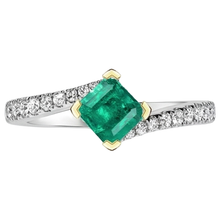 Afbeelding in Gallery-weergave laden, Smaragd Sieraadsteen Ring 2 karaat Bicolor 14K Goud – vooraanzicht