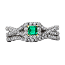 Afbeelding in Gallery-weergave laden, Fijne Smaragd Smaragd Slijpvorm Edelsteen Ring in Tweekleurig 14K Goud – hoofdaanzicht