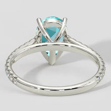 Afbeelding in Gallery-weergave laden, Elegante Paraiba-ring met peervormig slijpsel en pavé