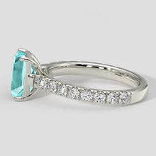 Afbeelding in Gallery-weergave laden, Elegante blauwachtige Paraiba diamanten ring