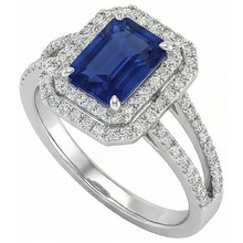 Afbeelding in Gallery-weergave laden, echte round saffier 3karaat ring close-up detail