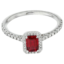 Afbeelding in Gallery-weergave laden, Emerald Cut Red Ruby Diamant 2.30 karaat jubileumring