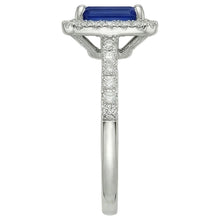 Afbeelding in Gallery-weergave laden, Emerald Cut Sri Lanka Sapphire Diamonds Ring 3 kt witgoud 14K